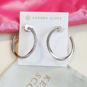 Kendra Scott Silver Ella Hoop Earrings White Crystal